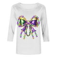thumbnail image 4 of Gamivast Mardi Gras Shirts for Women Funny Graphic 3/4 Sleeve Crew Neck Pullover Casual Loose Tunic Cute Holiday Blouses Carnival Party Outfits, 4 of 6