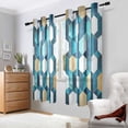 thumbnail image 2 of Yayeee Window Curtains Light Filtering 63"x42" Grommet Panel Pair Home Living Room Decor, Blue White Geometric Patterns, 2 of 7