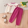 thumbnail image 5 of vigerkar Toddler Baby Girl Outfits Ribbed Sweater Top Long Sleeve Ruffle Shirt Flare Pants Set Fashion Clothes (Hot Pink, 5-6 Years), 5 of 5
