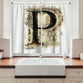 thumbnail image 2 of Ambesonne Letter P Kitchen Curtains, P Sign with Embers, 55"x39", Tan Black Yellow, 2 of 3