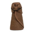 thumbnail image 2 of Brown Womens Sun Visor Hat Cotton Wide Brim Ponytail Straw Beach Hat Packable Foldable UPF 50+ Floppy Travel Hats One Size, 2 of 2