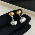 thumbnail image 4 of HUGE SWAN Gold Silver Double Bean Drop Earrings for Women Front and Back with S925 Silver Pin, 4 of 11