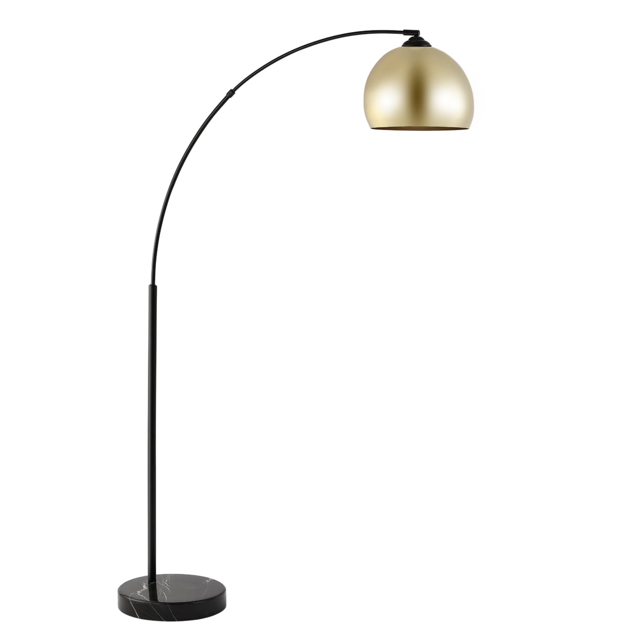 Safavieh Glarien 12" Contemporary Energy Efficient Black Floor Lamps with Gold Midcentury Modern Bowl