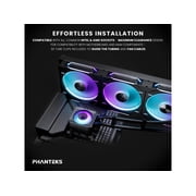Phanteks Glacier One 420D30 X2 AIO Liquid CPU Cooler, Evolv X2 Aluminum Cap Design, 3x Performance D30-140 D-RGB Fans, for Intel LGA 1851, 1700, 1200, 115x and AMD AM4/AM5 sockets, Black