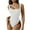 White, variant on Uaswgudfs Square Neck One-Piece Swimsuit with Side Ruched Detail - Womens Stretchy Bathing Suit for Pool/Beach Black L