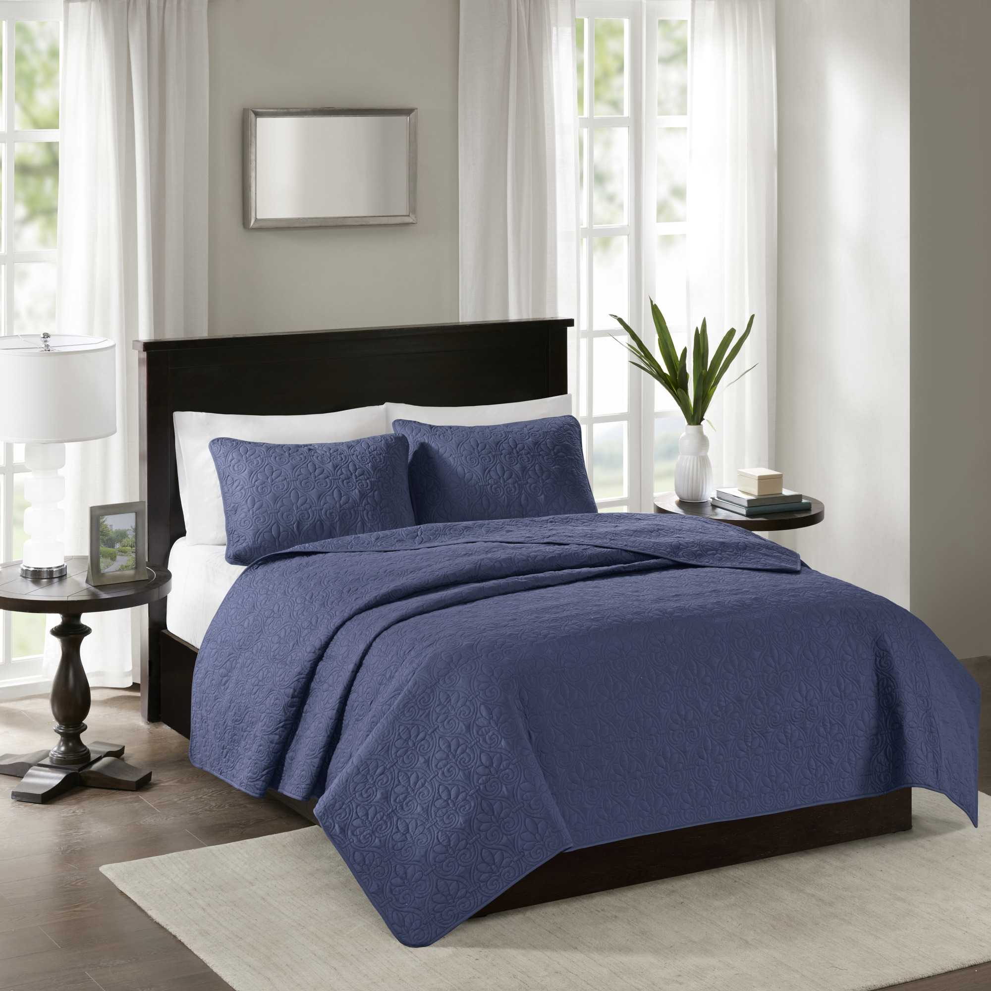 Home Essence Vancouver Super Soft Reversible Coverlet Set, Full/Queen, Navy - image 3 of 13