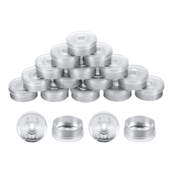 Uxcell 20mm Flip Off Caps 100PCS Seals Burr-Free Flip Off Top Caps for Glass Vial Freeze-Dried Bottles, Clear/Matte Silver