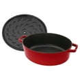thumbnail image 2 of Staub Cast Iron 6.25-qt Shallow Oval Dutch Oven - Cherry, 2 of 6