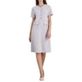 thumbnail image 2 of INSPIRE CHIC Women's Tweed Dress Button Decor Short Sleeve Elegant Work Sheath Dress S Purple, 2 of 5