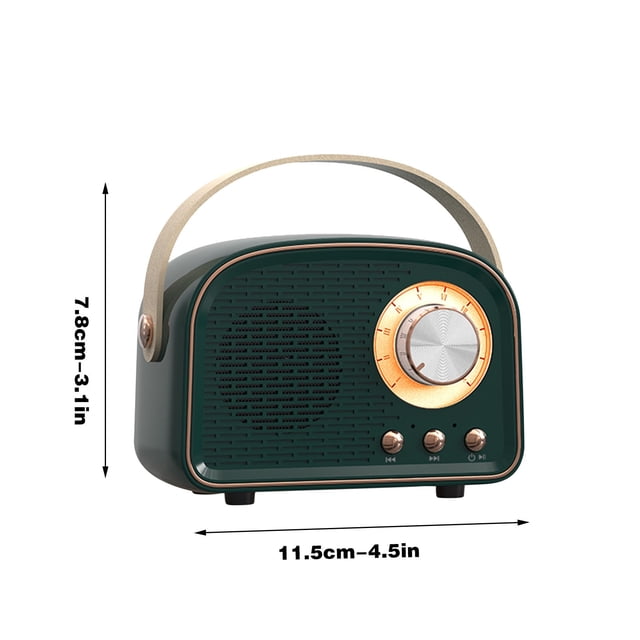 Rbaofujie Haut-Parleur Bluetooth Rétro Mini Haut-Parleur Sans Fil avec Basses Riches en Son Stéréo Clair Haut-Parleur Portable Support FM, Clé USB, Carte SD, aux