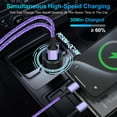 thumbnail image 6 of PD30W+QC18W Car Charger with 2 Pack 6FT USB C Cables, Cigarette Lighter USB Car Charger Fast Charging, Type C Cable Cord USB C to C Cable, Car Phone Charger Adapter for iPhone, SamSung, Black+Purple, 6 of 7