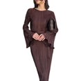 thumbnail image 2 of Women's Long Sleeve Maxi Dress Scoop Neck Bodycon Casual Dresses Going Out Outfits Brown M, 2 of 9