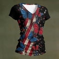 thumbnail image 5 of Iaqnaocc 4th Of July Womens Tops Patriotic Short Sleeve V Neck 250th Anniversary Usa Shirt Usa Flag American Flag Butterfly T-Shirt Independence Day July 4th Celebration T Shirts for Women Red XXL, 5 of 5