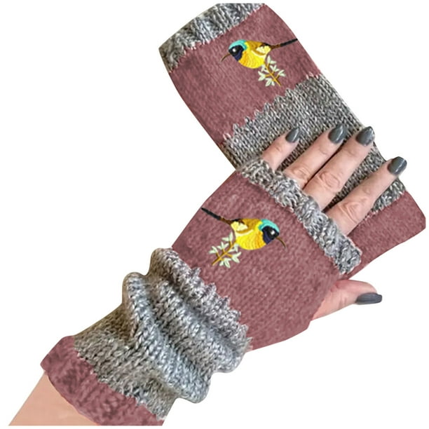 Aayomet Arm Warmer Winter Fingerless Gloves Knit Mitten Gloves Wrist Warmer  With Thumb Hole for Women Gloves Mittens Women,Pink One Size 