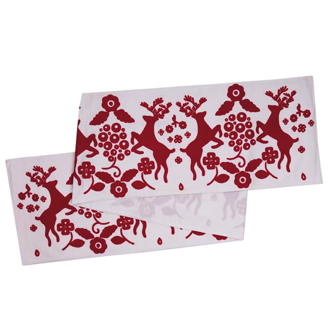 SARO LIFESTYLE Embroidered Ornament Design Holiday Table Runner 16 x 70 Red 71851.R1670B