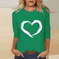 thumbnail image 2 of Plebaso Hauts Cœur pour Femmes Manches 3/4 Col Rond T-Shirts Graphiques Mignons Imprimés Blouses Décontractées pour Femmes, 2 of 4