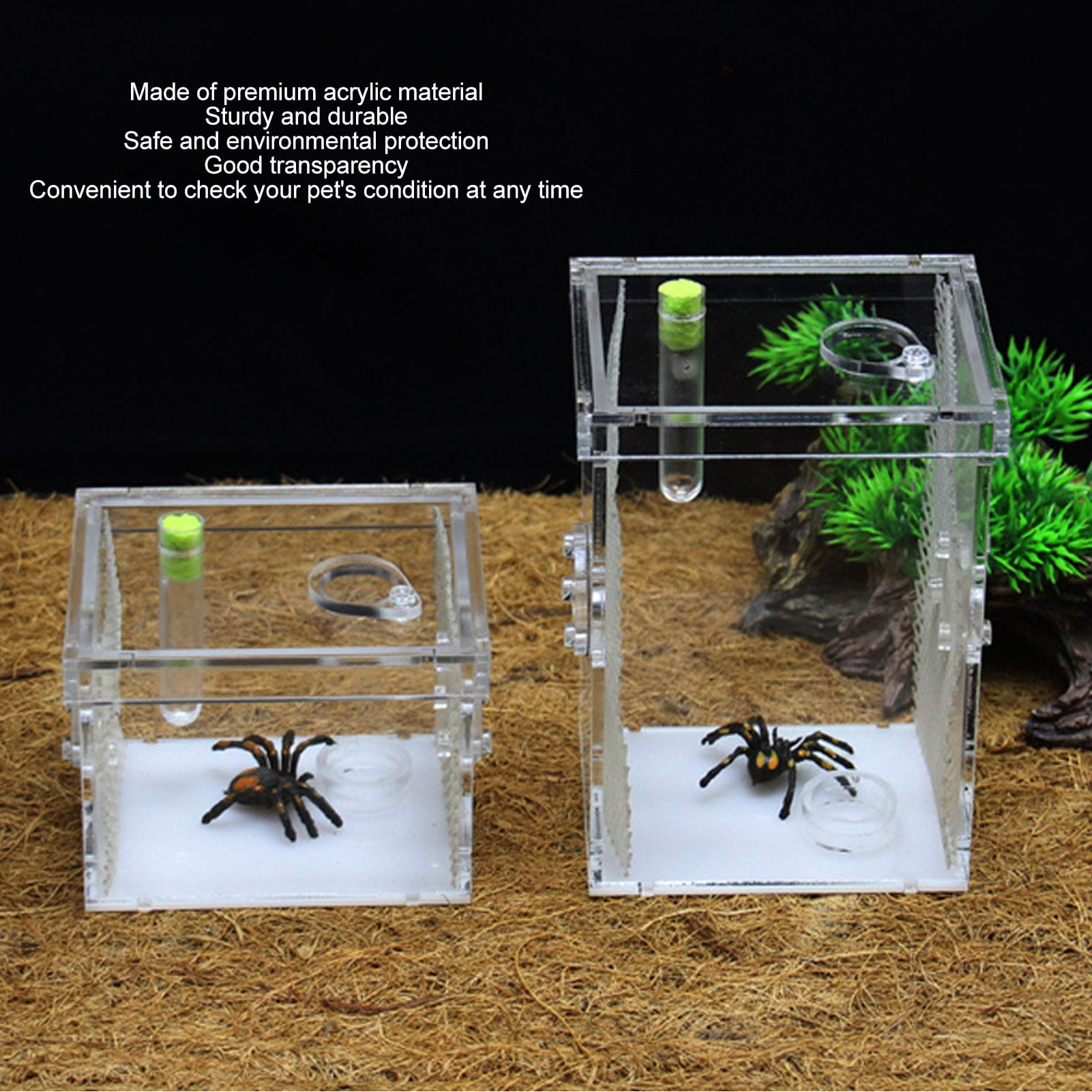 NFTIGB Acrylic Reptile Insect Enclosure Tank High Transparency Moisturizing Breeding Box L for Jumping Spider Tarantula Mantis (7.8 x 5.5 x 4.3 inches / 20 x 14 x 11 cm) Clear Terrarium
