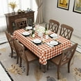 thumbnail image 6 of decorUhome Rectangle Tablecloth, Waterproof Vinyl Flannel Backed Table Cloth, Buffalo Wipeable Plastic Table Cover for Kitchen and Outdoor, Rust and White, 60" x 120", 6 of 7