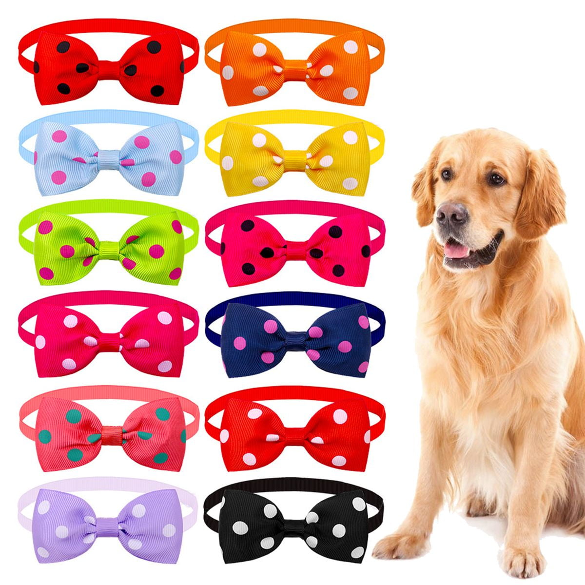 Puppy collar accessories Pet bow tie Polkadot pattern Luxury Navy Blue Polkadot dog bow tie