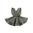 thumbnail image 2 of Kmbangi Robe à Bretelles Sans Manches pour Filles, Couleur Unie, Col Carré, Grand Ourlet, Taille Haute avec Volants, 2 of 7