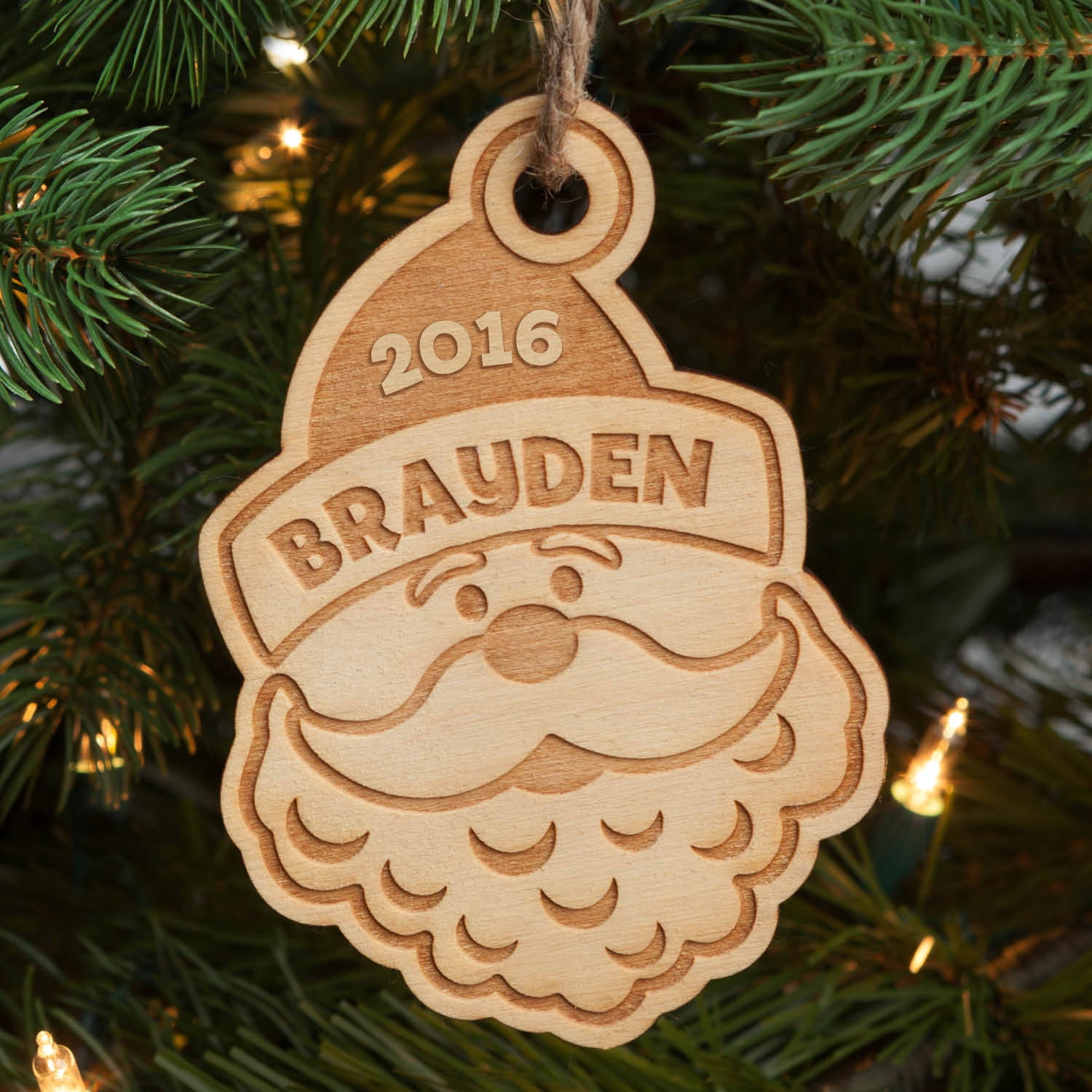 Santa Personalized Wood Ornament