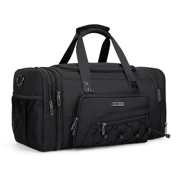 WITZMAN Duffle Bag for Men Nylon Large Gym Weekender Bag with Shoe Compartment Expandable Overnight Bag Carry on Bag (B695 Black)