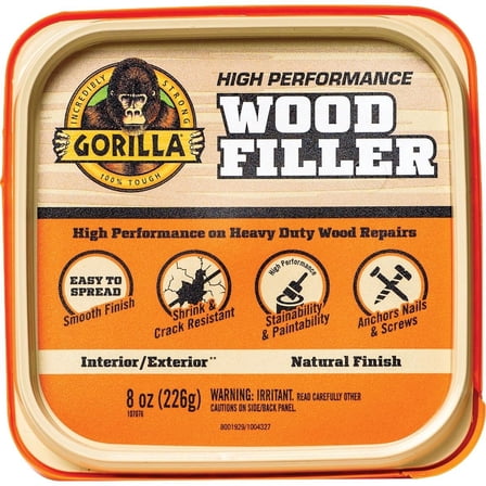 Gorilla 107084 All Purpose Wood Filler, 8-oz. Tub - Quantity 1