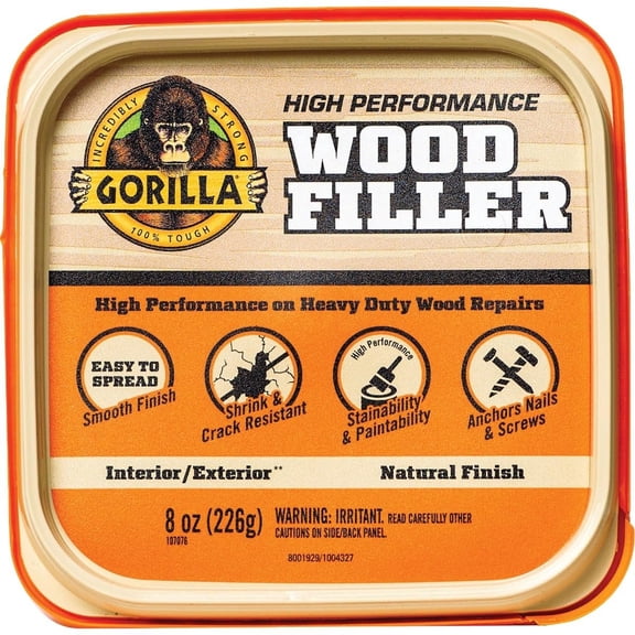Gorilla 107084 All Purpose Wood Filler, 8-oz. Tub - Quantity 1