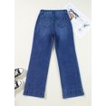 thumbnail image 4 of Vaqueros elegantes de pierna ancha para mujer, cintura alta, talla 8, azul oscuro, 4 of 4