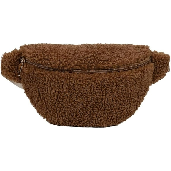 Municipal Fuzzy Crossbody Bag for Women Fanny Packs for Women Trendy Sling Purse Handbag Shoulder Bag for Travel Walk Winter