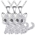 thumbnail image 3 of Cadenas de Gatos y Circonia, MXEKI-003, 3Pzas, Gato/Circonia, Plata, Metal, Cadena y Dije, 3 of 3