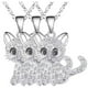 thumbnail image 3 of Cadenas de Gatos y Circonia, MXEKI-003, 3Pzas, Gato/Circonia, Plata, Metal, Cadena y Dije, 3 of 3