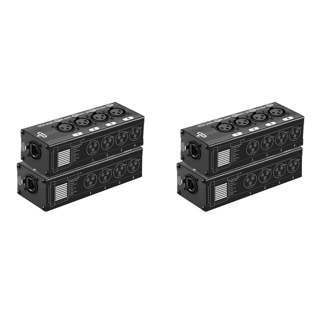 2 Pair 4 Channel XLR/ Audio RJ45 Cat5/Cat6 Ethernet Extender XLR Extender Transceiver for Live Stage,2 x 4-Channel Audio/DMX Network Extender Female 2 x 4-Channel Audio/DMX Network Extender Male,Black