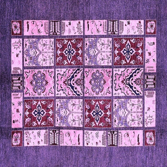 Ahgly Company Indoor Square Abstract Purple Modern Area Rugs, 7' Square
