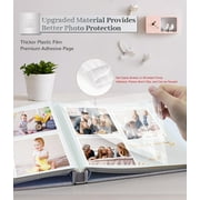 Photo Album Self Adhesive Scrapbook Album for 3x5 4x6 5x7 8x10 Pictures,40 Pages Linen Cover with Display Window DIY Photo Book,Ideal Gifts for Family Travel Wedding Baby