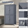 thumbnail image 3 of LEDREM Bathroom Storage Floor Cabinet Organizer with 4 Doors & Adjustable Shelves, 43" Wooden Pantry Cabinet Freestanding for Kitchen Living Room Small Spaces, Slate Gray, 3 of 6