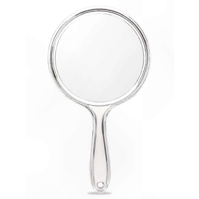 Dual-Sided Makeup Mirror with 1X/2X Magnification, Clear Handheld Mirror with Comfortable Handle