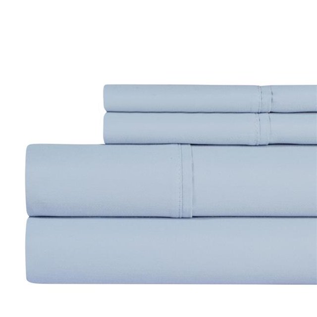 Aspire Linens 1000TC-CVC-QN-BLU Ensemble de Draps en Coton Mélangé de Luxe à 1000 Fils - Grand - Bleu