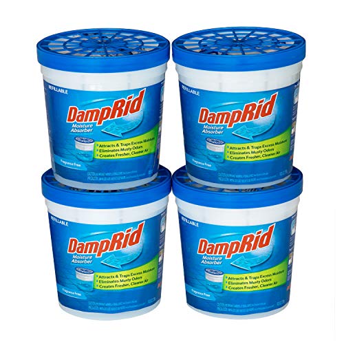 DampRid Fragrance Free Refillable Moisture Absorber - 10.5oz cups - 4 pack - Traps Moisture for Fresher, Cleaner Air