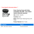 thumbnail image 2 of Power Steering Pump with Pulley - Compatible with 2008 - 2012 Subaru Impreza Naturally Aspirated 2009 2010 2011, 2 of 2