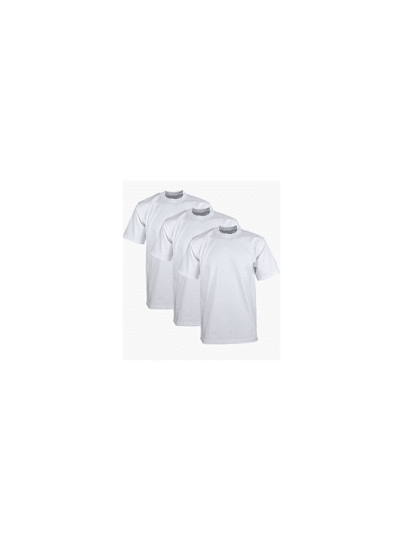 Men's 3-Pack Heavyweight Cotton Tall Short Sleeve Crew Neck T-Shirt (Size LG - White)