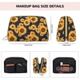 thumbnail image 5 of Naloa Navy Blue Plaid Sunflower Leather Makeup Bag for Purse Travel, Portable Small Cosmetic Organizer for Women and Girls, Make up Bag with Zipper, 5 of 8