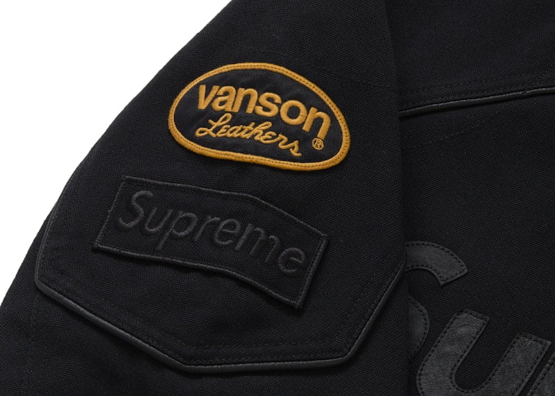 Supreme Men's Vanson Leathers Cordura Cotton Jacket Black, from
