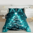thumbnail image 3 of Manfei Merry Christmas Teens Bedding Comforter Set, Cartoon Cyan Xmas Tree Twin Comforter Sets, Winter Festival Reversible Bedding Set, Luxury Bedroom Decor, 2-Piece, 3 of 9