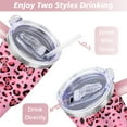 thumbnail image 5 of 40oz Fashion Leopard Pattern Stainless Steel Flip Straw Tumbler Spill Proof Travel Cup Double Wall Vacuum Insulated Coffee Mug with Top Handle, 5 of 6