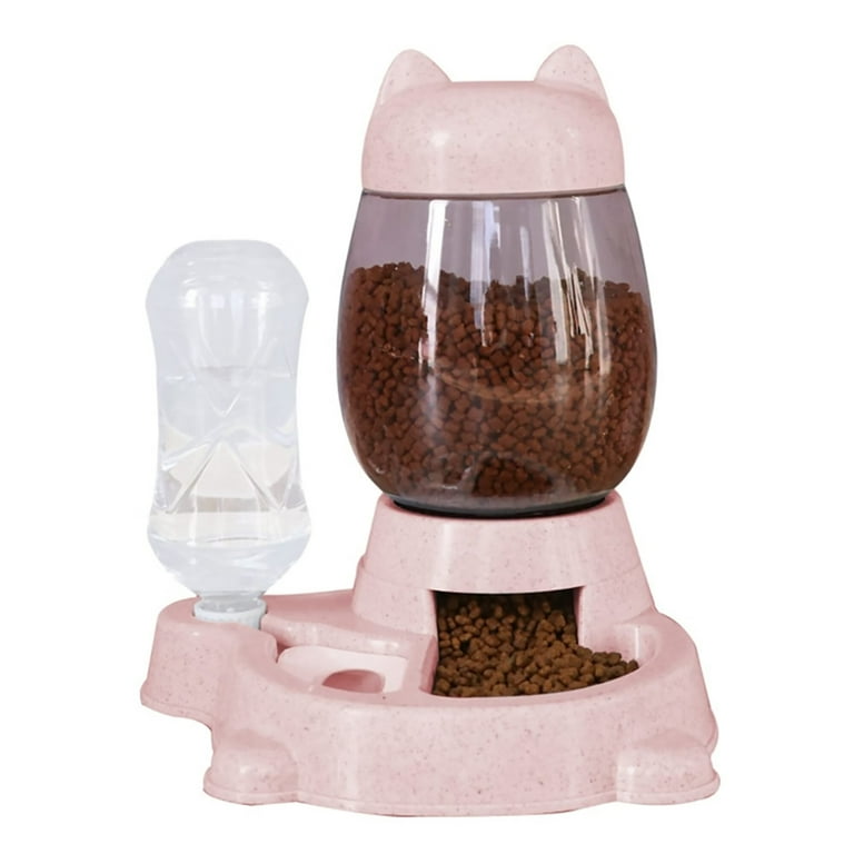 Automatic Dog Cat Feeder and Water Dispenser Gravity Feeder Waterer with Pet Food Bowl for Small Medium Puppy Kitten Pink Walmart