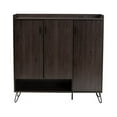 thumbnail image 4 of Baxton Studio Baldor Modern and Contemporary Dark Brown Finished Wood 3-Door Shoe Cabinet, 4 of 7