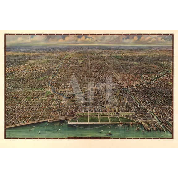 1916 Chicago Map, Unframed Art Print Wall Art by N^ Harbick Sold by Art.Com