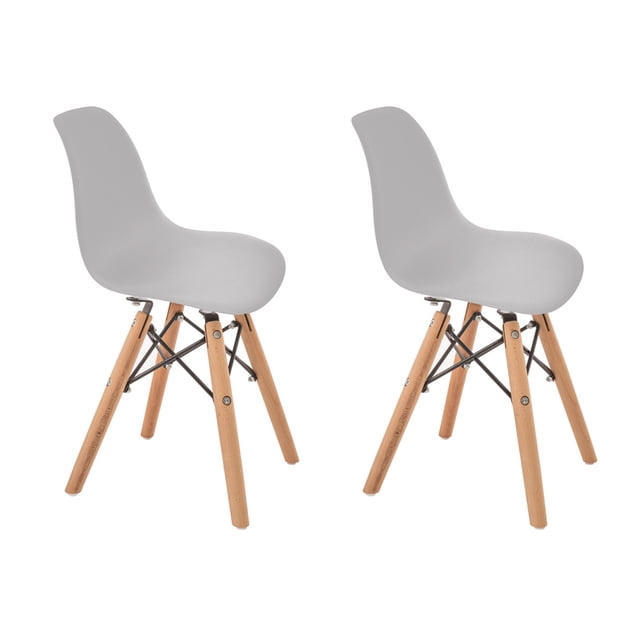 2 sillas infantiles Eames modernas para niños pequeños (gris claro)