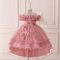 thumbnail image 2 of Rggeeun Toddler Dress For Girls Satin Girl Dress With Puffed Sleeves For Birthday Party Cozy Casual O-Neck Sundress, 2 of 9